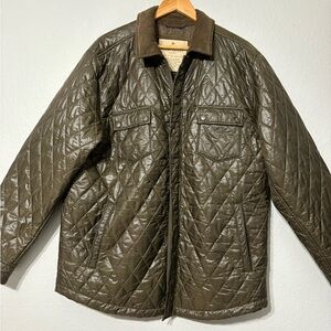 Tommy Bahama Quilted Olive/Brown Field, Driving, Casual Coat/Jacket Corduroy. L